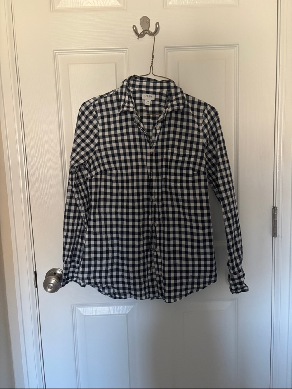 J. Crew Navy blue & White Gingham Button-Down Shirt